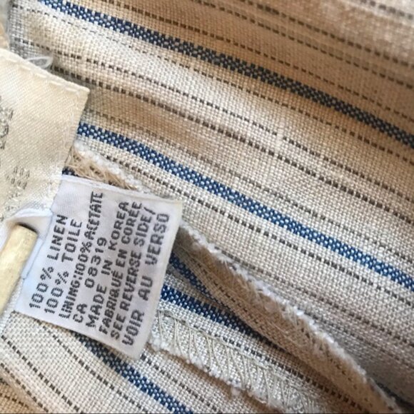 Dior Vintage 80s Linen Striped Loose Fit High Waist Pants Straight Leg Neutral - Picture 9 of 16